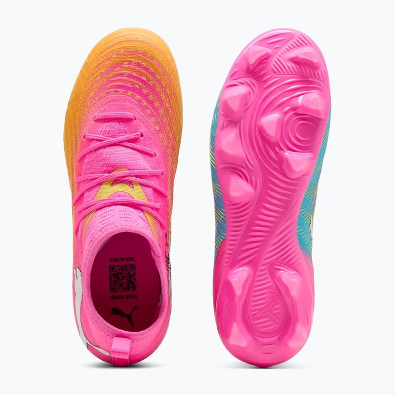 Scarpe da calcio per bambini PUMA Future 9 Match FG/AG Jr poison pink/puma white/sun stream/bright aqua/puma black 3