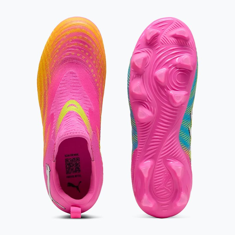 Scarpe da calcio per bambini PUMA Future 9 Match LL FG/AG Jr poison pink/puma wht/sun stream/bright aqua/puma blk 6