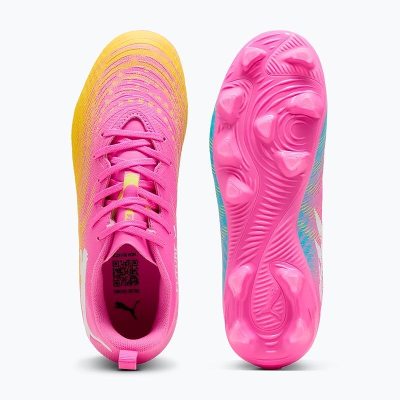 Scarpe da calcio per bambini PUMA Future 9 Play FG/AG Jr poison pink/puma wht/sun stream/bright aqua/puma blk 3