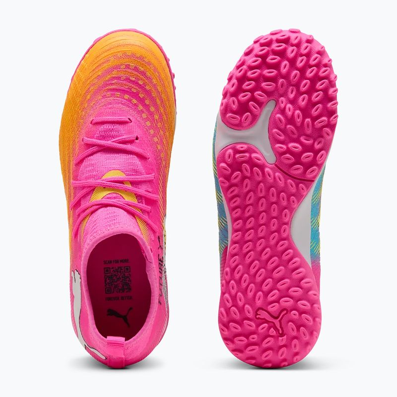 Scarpe da calcio per bambini PUMA Future 9 Match TT + Mid Jr poison pink/puma wht/sun stream/bright aqua/puma blk 3