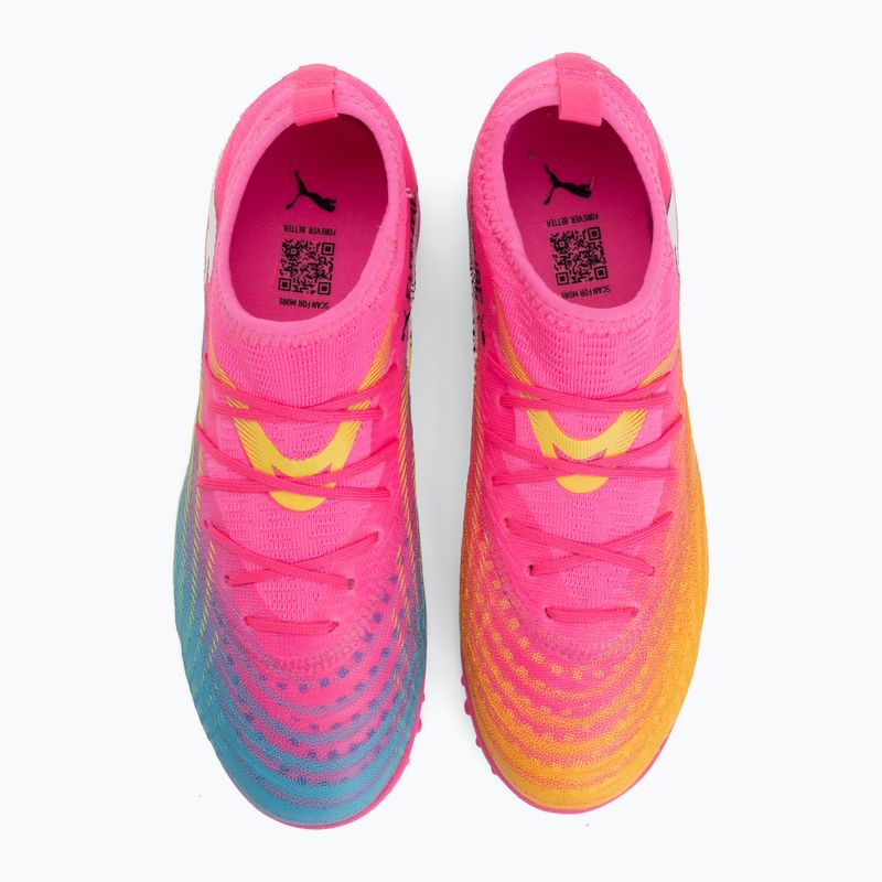 Scarpe da calcio per bambini PUMA Future 9 Match TT + Mid Jr poison pink/puma wht/sun stream/bright aqua/puma blk 5