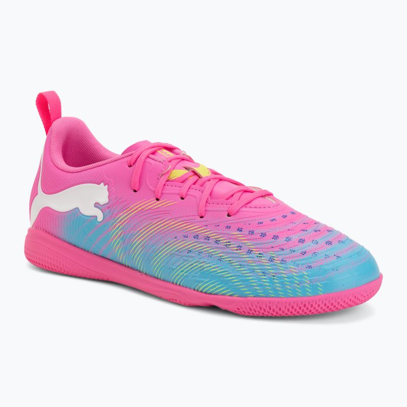 Scarpe da calcio per bambini PUMA Future 9 Play IT Jr poison pink/puma wht/sun stream/bright aqua/puma blk