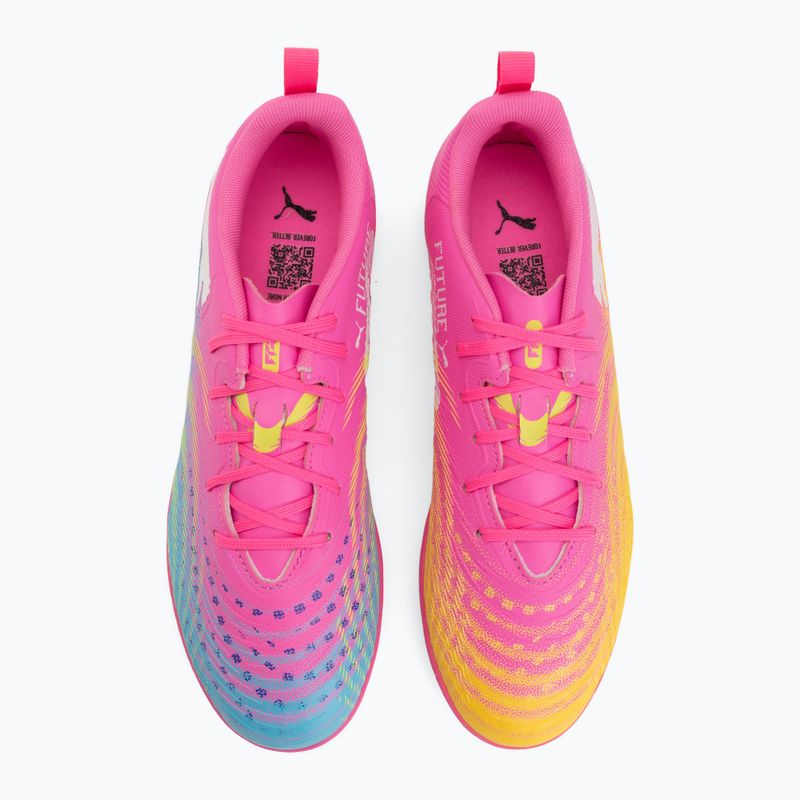 Scarpe da calcio per bambini PUMA Future 9 Play IT Jr poison pink/puma wht/sun stream/bright aqua/puma blk 5