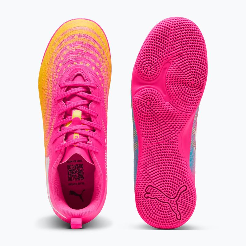 Scarpe da calcio per bambini PUMA Future 9 Play IT Jr poison pink/puma wht/sun stream/bright aqua/puma blk 3