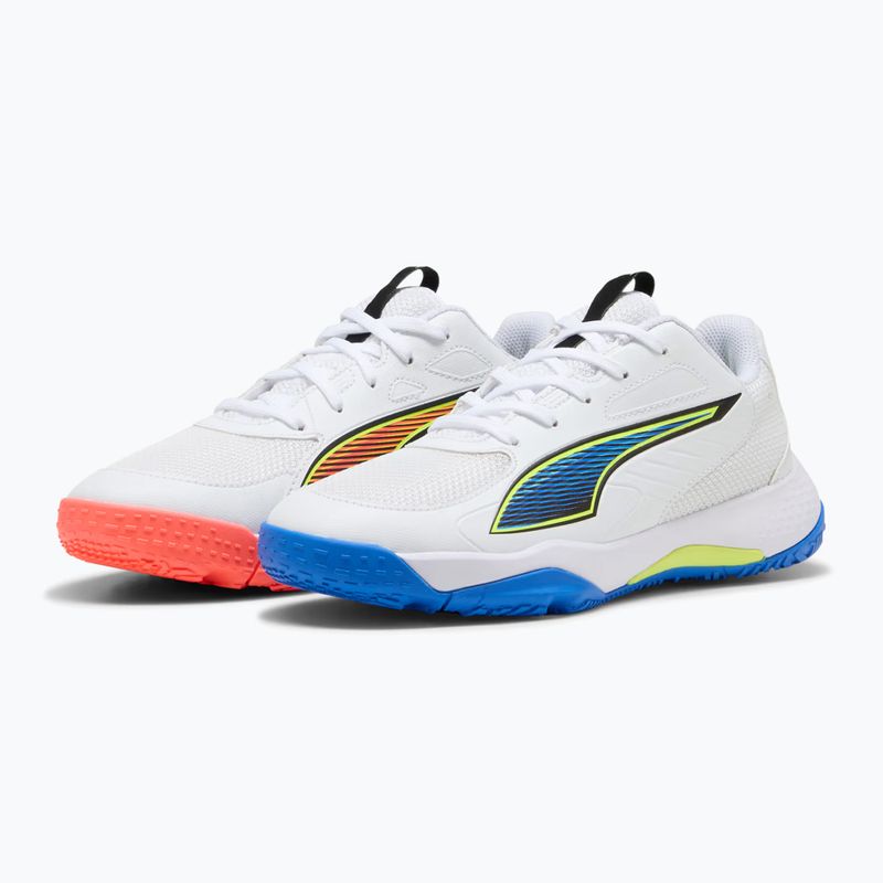 Scarpe da pallamano junior PUMA Accelerate 4 Game On Jr Puma White/Glowing Red/Ultra Blue 11