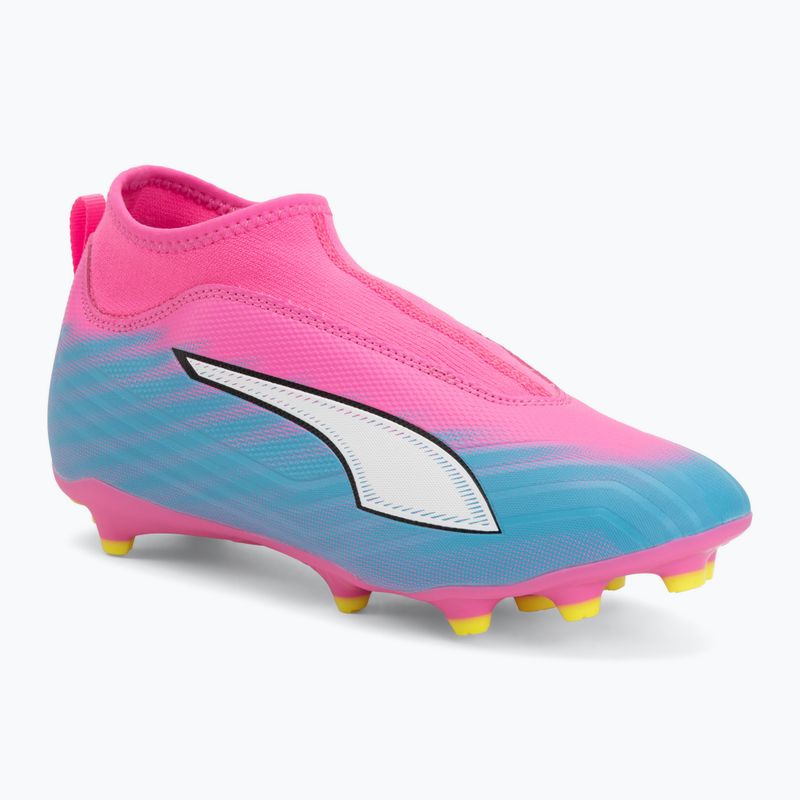 Scarpe da calcio per bambini PUMA Ultra 6 Match+ LL FG/AG Jr poison pink/puma white/sun stream/bright aqua/puma black