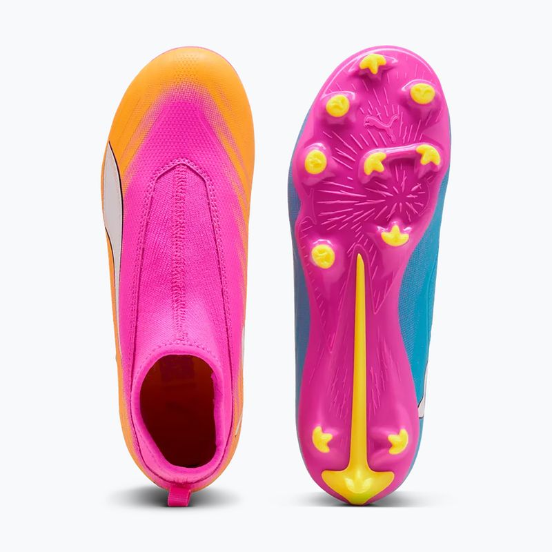 Scarpe da calcio per bambini PUMA Ultra 6 Match+ LL FG/AG Jr poison pink/puma white/sun stream/bright aqua/puma black 4