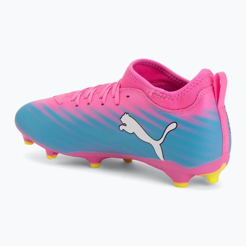 Scarpe da calcio per bambini PUMA Ultra 6 Match FG/AG Jr poison pink/puma white/sun stream/bright aqua/puma black 3