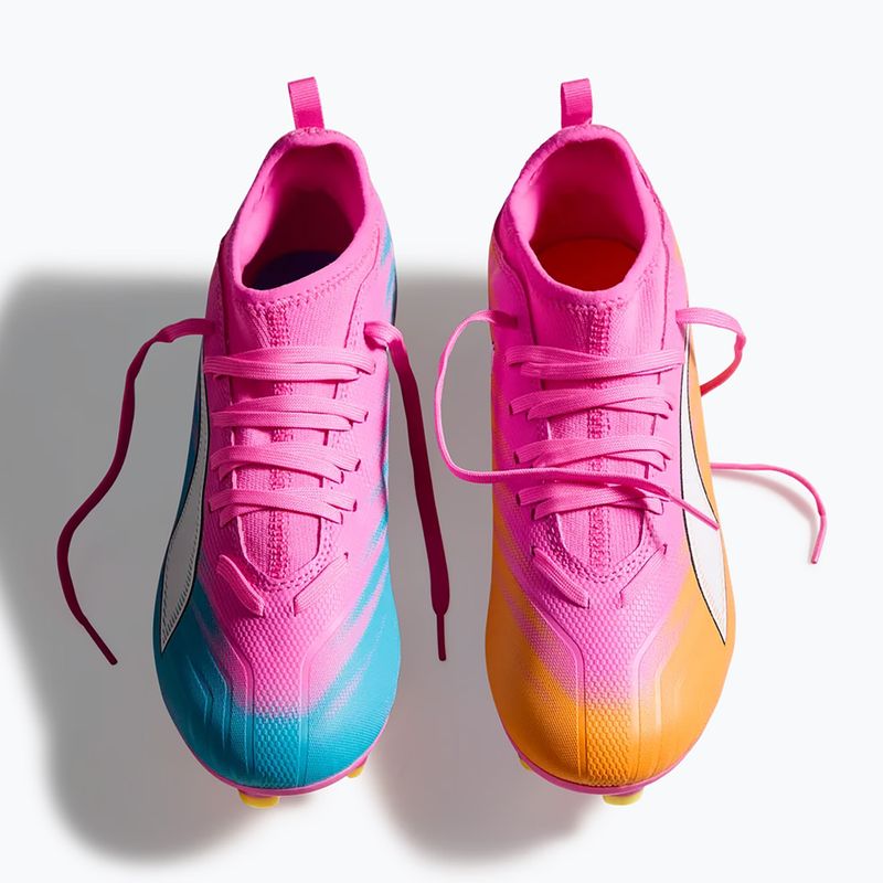 Scarpe da calcio per bambini PUMA Ultra 6 Match FG/AG Jr poison pink/puma white/sun stream/bright aqua/puma black 6
