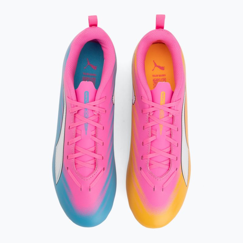 Scarpe da calcio per bambini PUMA Ultra 6 Play FG/AG Jr poison pink/puma white/sun stream/bright aqua/puma black 5