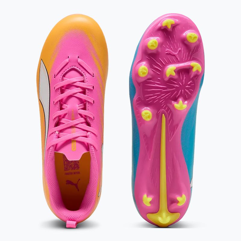 Scarpe da calcio per bambini PUMA Ultra 6 Play FG/AG Jr poison pink/puma white/sun stream/bright aqua/puma black 6