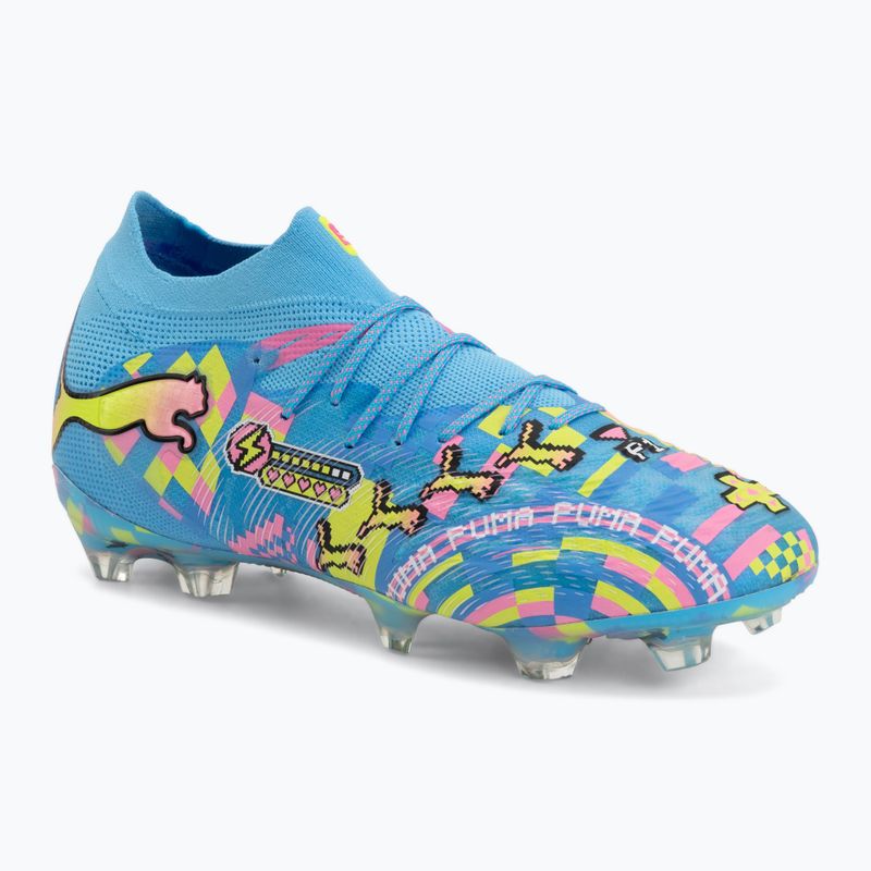 Scarpe da calcio PUMA Future 9 Ultimate Advanced Level FG puma white/blue glimmer/pink glimmer/yellow alert