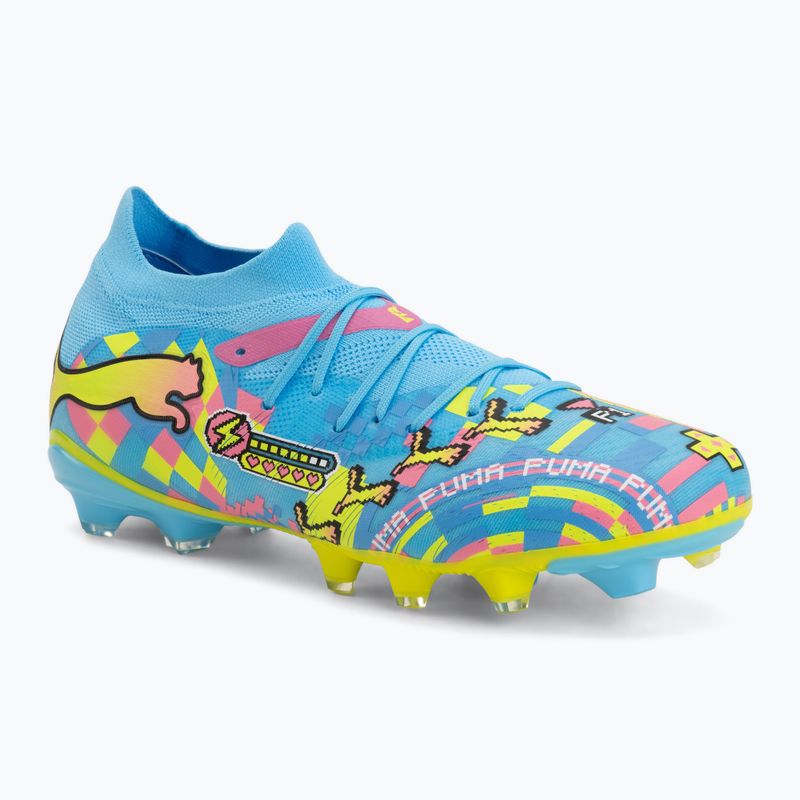 Scarpe da calcio PUMA Future 9 Match Advanced Level FG/AG puma white/blue glimmer/pink glimmer/yellow alert