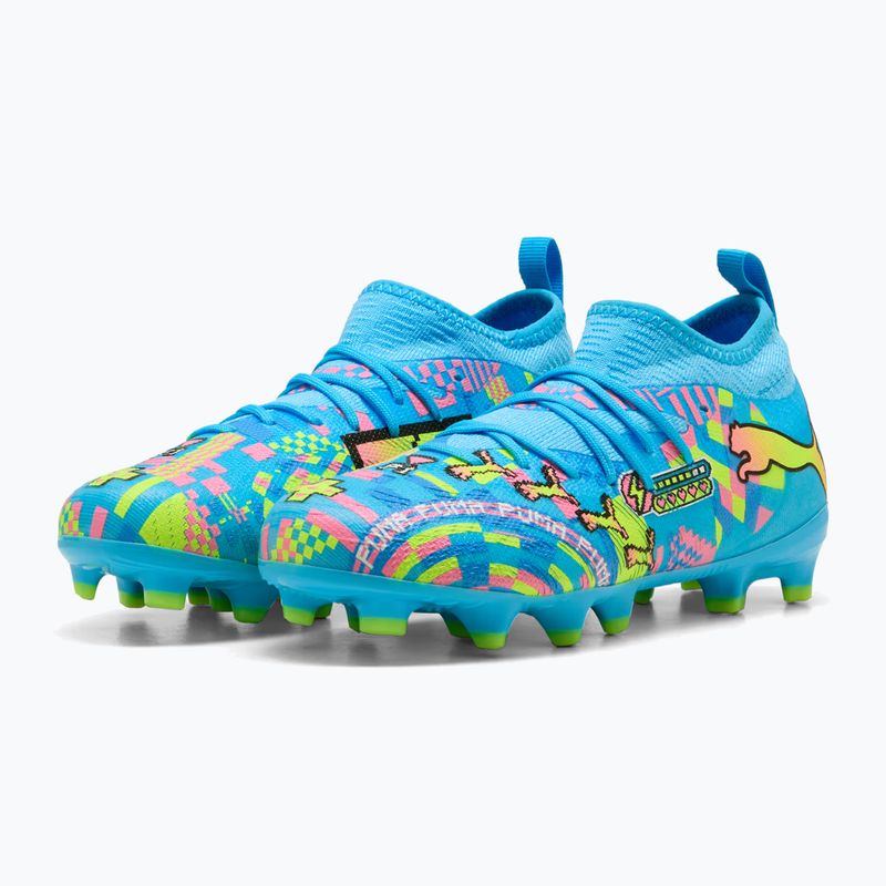 Scarpe da calcio bambino PUMA Future 9 Match Advanced Level FG/AG Jr puma white/blue glimmer/pink glimmer/yellow alert 3
