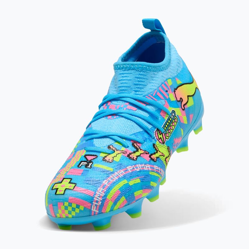 Scarpe da calcio bambino PUMA Future 9 Match Advanced Level FG/AG Jr puma white/blue glimmer/pink glimmer/yellow alert 4