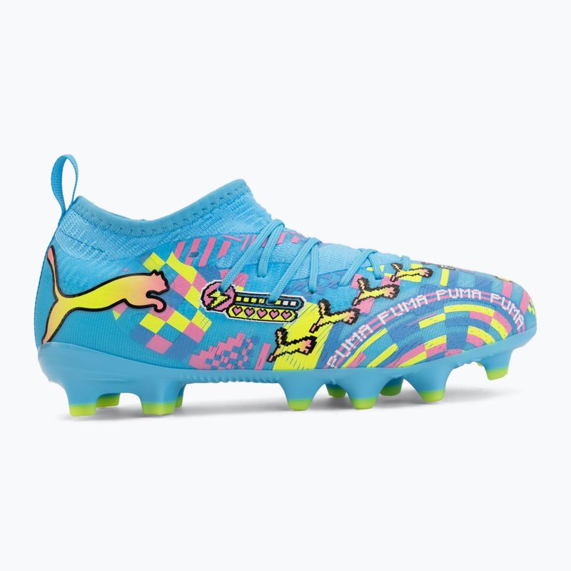 Scarpe da calcio bambino PUMA Future 9 Match Advanced Level FG/AG Jr puma white/blue glimmer/pink glimmer/yellow alert 2