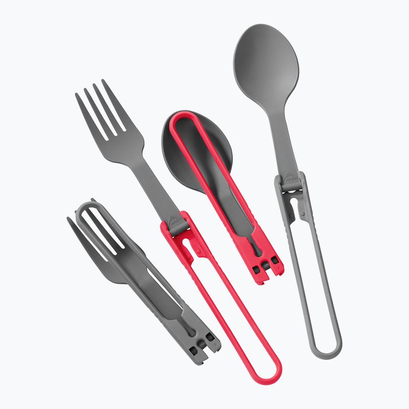 MSR Utensili pieghevoli Cucchiaio e forchetta 4 posate rosso/grigio