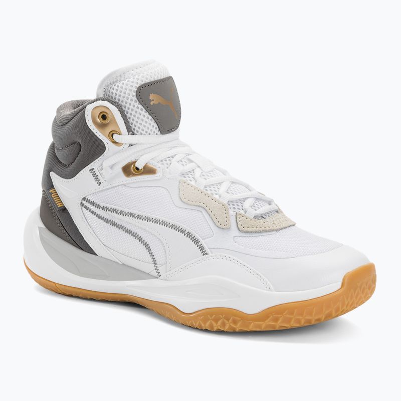 Scarpe da basket da uomo PUMA Playmaker Pro Mid Trofei grigio cenere/ghisa/oro puma