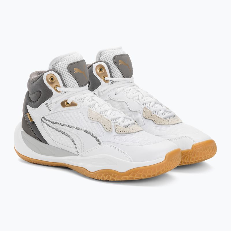 Scarpe da basket da uomo PUMA Playmaker Pro Mid Trofei grigio cenere/ghisa/oro puma 4