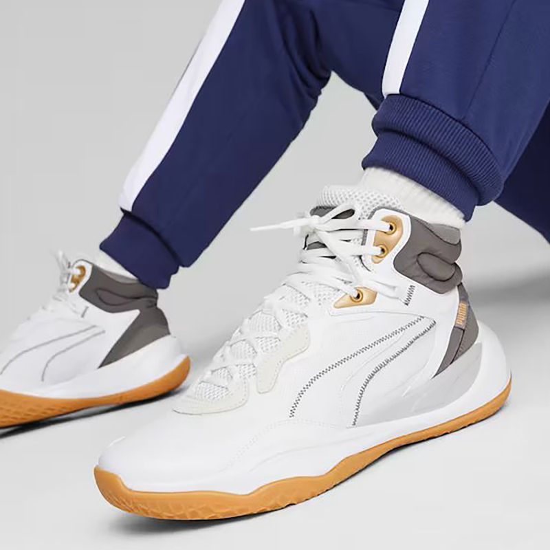 Scarpe da basket da uomo PUMA Playmaker Pro Mid Trofei grigio cenere/ghisa/oro puma 13