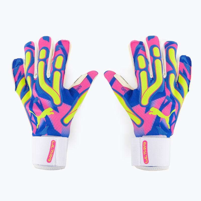 Guanto da portiere PUMA Ultra Ultimate Energy Hybrid ultra blu/allarme giallo/rosa luminoso