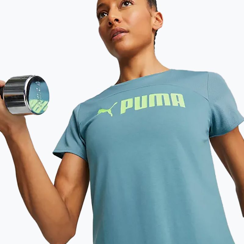 Maglietta da allenamento da donna PUMA Fit Logo Ultrabreathe bold blue/speed green 3