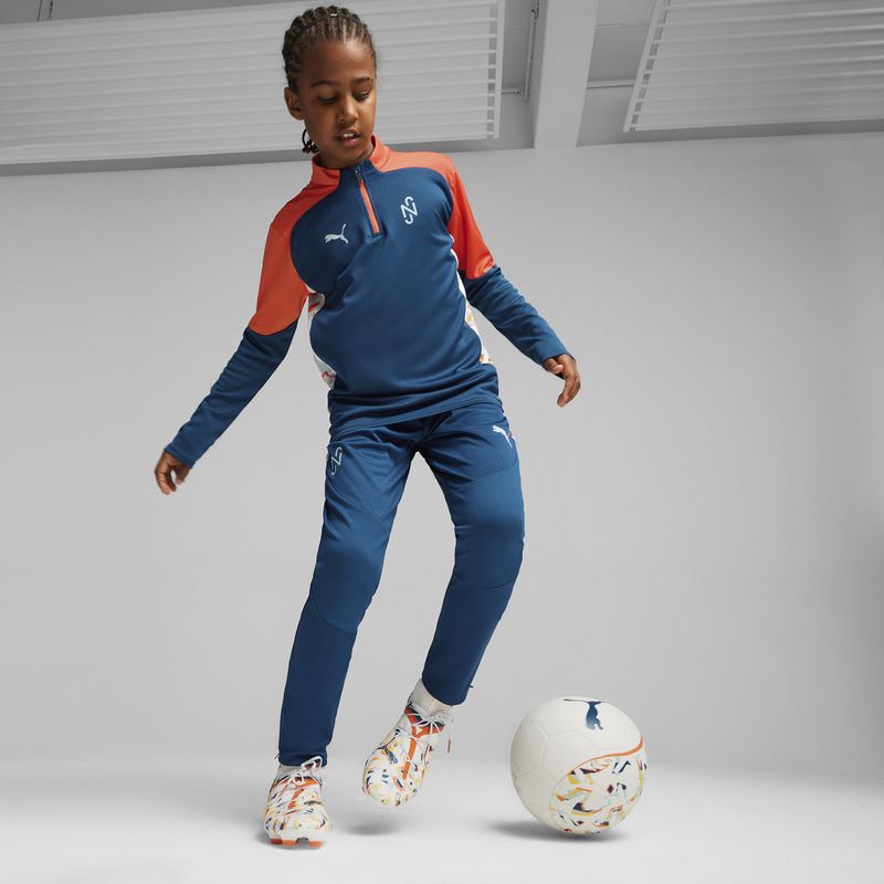 PUMA Neymar JR Creativity 1/4 Zip Top felpa calcio bambino oceano tropicale/caldo 8