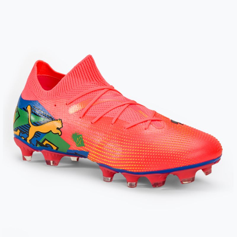 PUMA Future 7 Match Neymar Jr FG/AG scarpe da calcio sunset glow/nero/sun stream/puma verde/blu