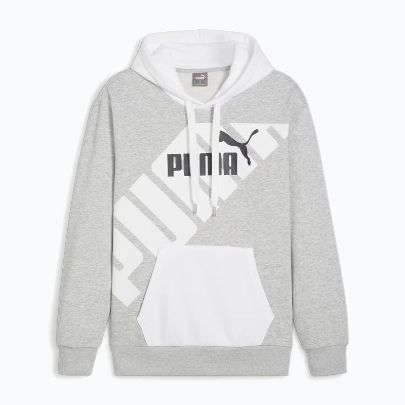 Felpa PUMA Power Graphic Hoodie TR grigio chiaro da uomo, in erica