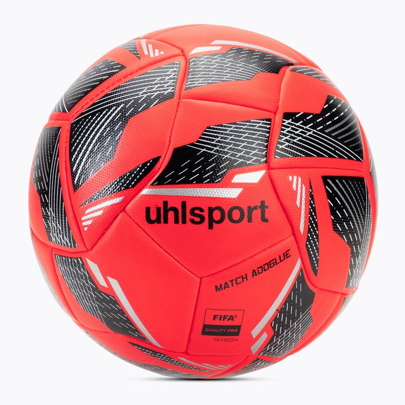 Calcio uhlsport Match Addglue fluo rosso / marina / argento dimensioni 5