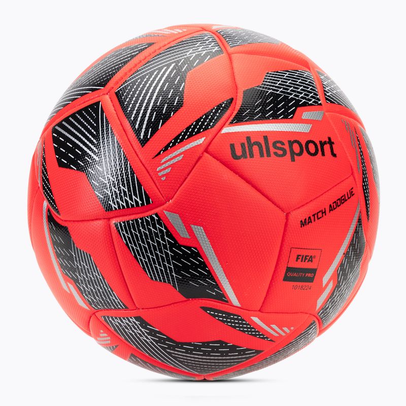 Calcio uhlsport Match Addglue fluo rosso / marina / argento dimensioni 5 2