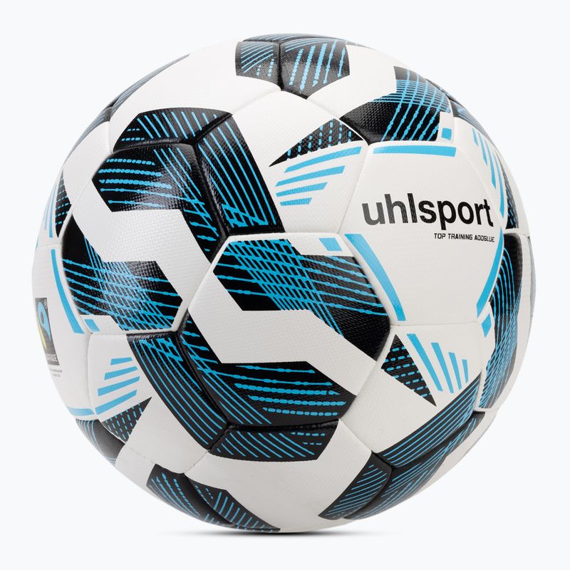 Uhlsport Fairtrade Top Training Addglue calcio bianco/nero/blu fluo taglia 5 2