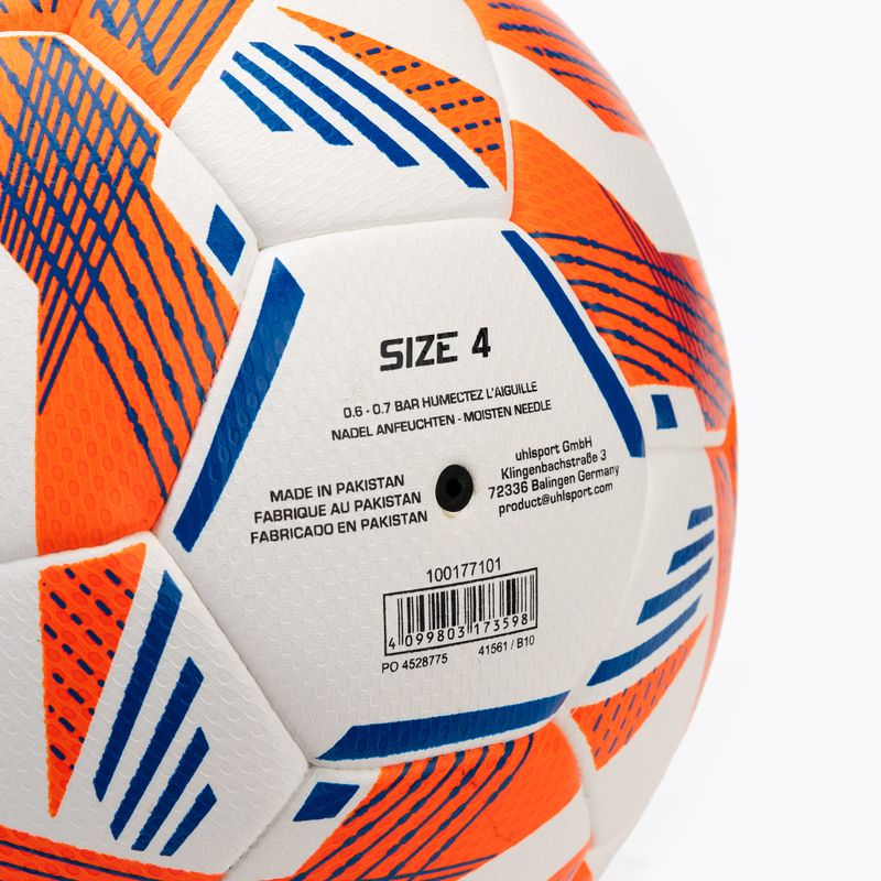 Calcio uhlsport 290 Ultra Lite Addglue bianco / arancio fluo / blu scuro dimensioni 4 3