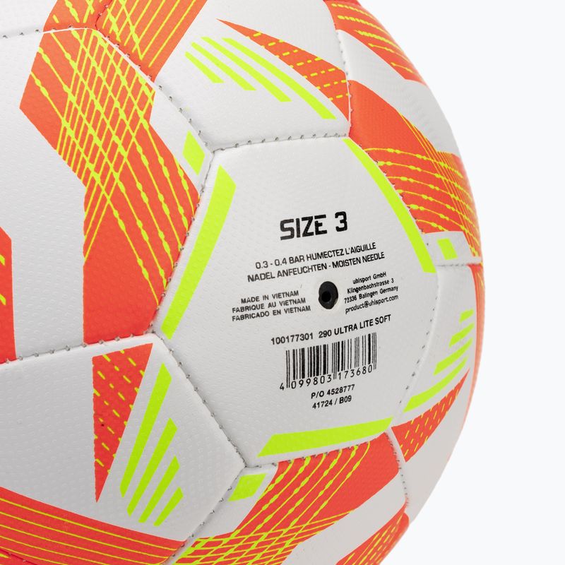 Calcio uhlsport Ultra Lite Soft 290 bianco / arancio fluo / giallo fluo dimensioni 3 3