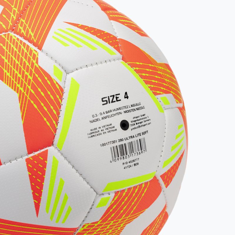Calcio uhlsport Ultra Lite Soft 290 bianco / arancio fluo / giallo fluo dimensioni 4 3
