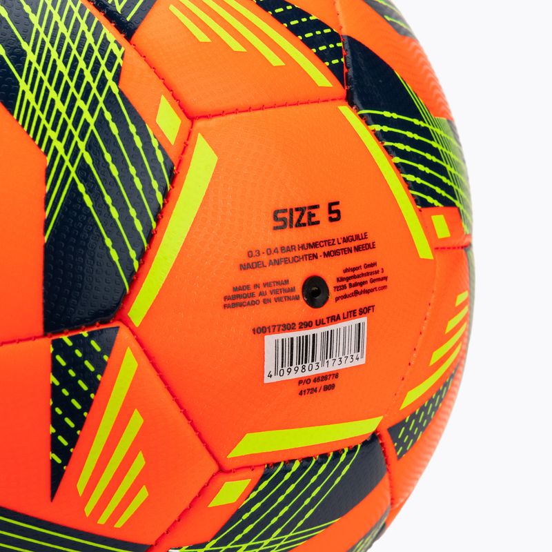 Calcio uhlsport Ultra Lite Soft 290 fluo arancione/navy/giallo fluo dimensioni 5 3