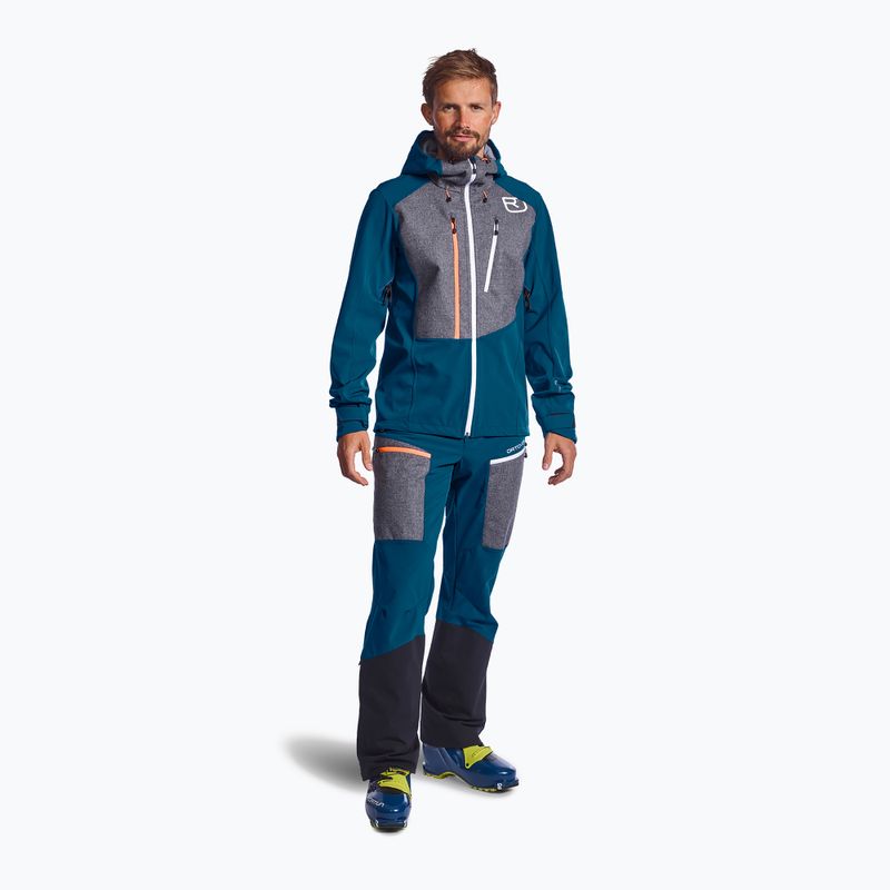 Giacca softshell da uomo ORTOVOX Pordoi blu petrolio 2