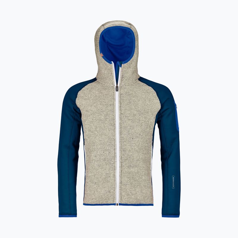 Felpa trekking uomo ORTOVOX Fleece Plus Classic Knit Hoody blu petrolio