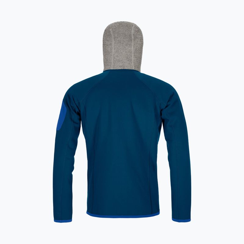 Felpa trekking uomo ORTOVOX Fleece Plus Classic Knit Hoody blu petrolio 2