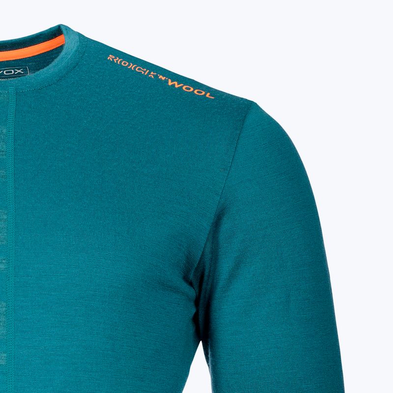 Manica lunga termoattiva da uomo ORTOVOX 185 Rock'N'Wool verde pacifico 2