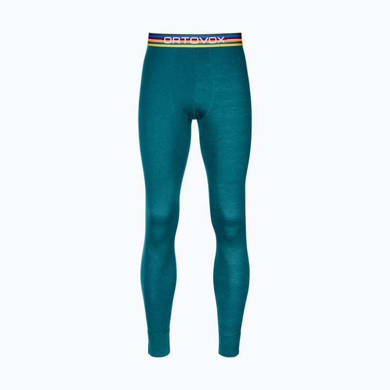 Pantaloni termici attivi da uomo ORTOVOX 185 Rock'N'Wool Long verde pacifico