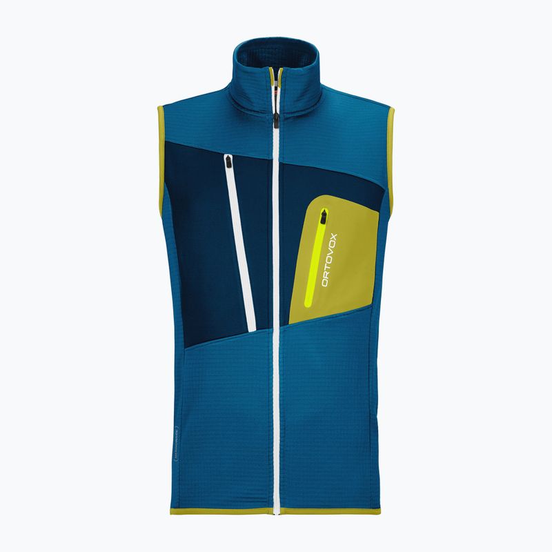 Gilet in pile ORTOVOX Grid da uomo blu heritage