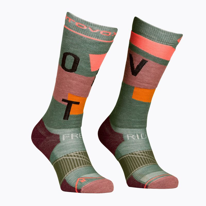 Calze da sci da donna ORTOVOX Freeride Long Socks Accogliente erba selvatica 6