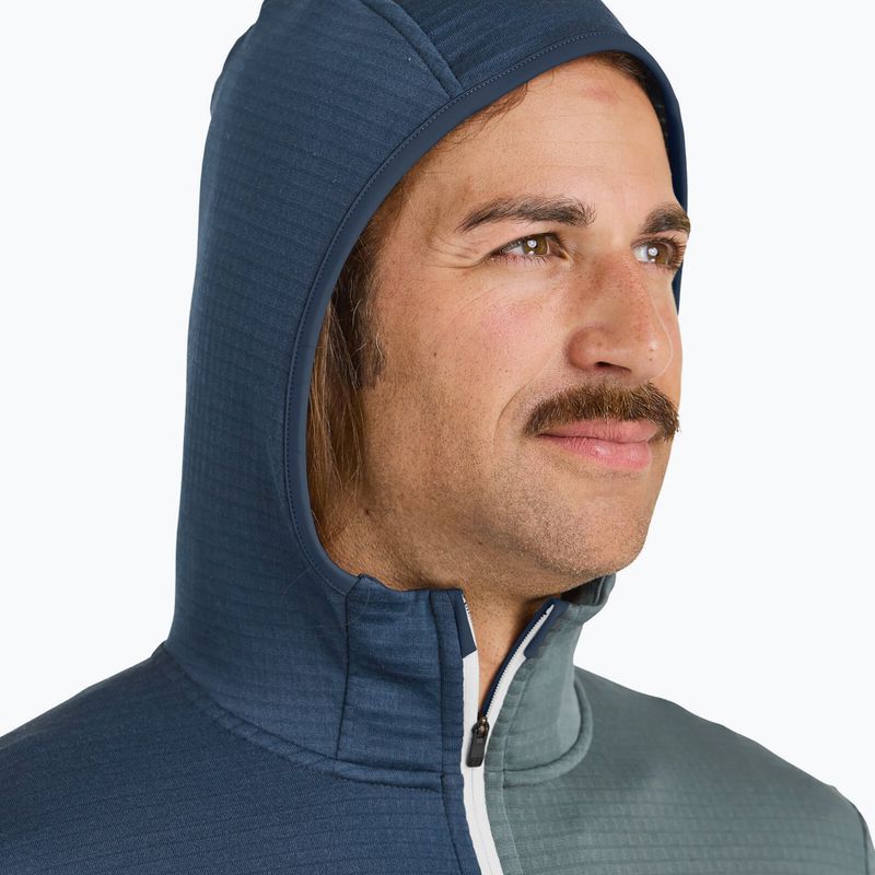 Felpa uomo ORTOVOX Fleece Light Grid con cappuccio oceano profondo 5