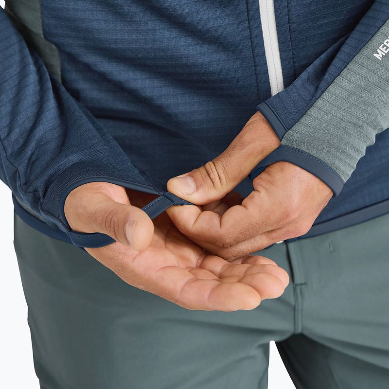 Felpa uomo ORTOVOX Fleece Light Grid con cappuccio oceano profondo 6