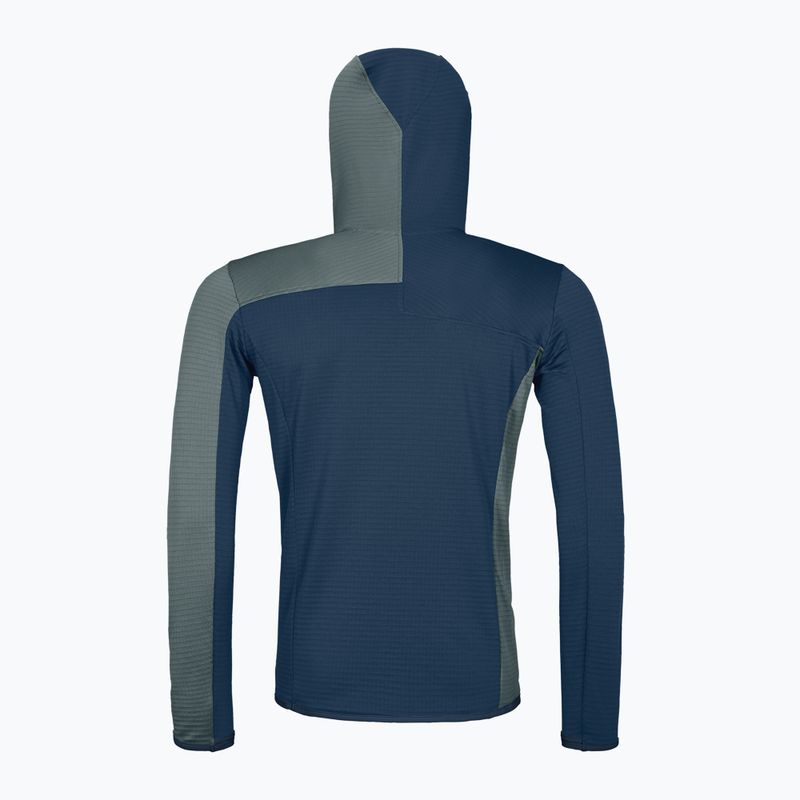 Felpa uomo ORTOVOX Fleece Light Grid con cappuccio oceano profondo 8