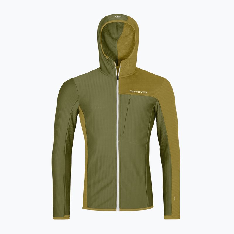 Felpa da uomo ORTOVOX in pile Light Grid con cappuccio alle erbe selvatiche