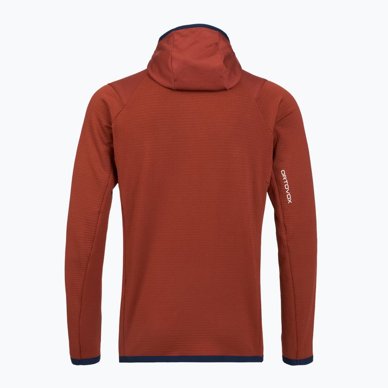 Felpa con cappuccio da uomo ORTOVOX Fleece Grid Hoody arancione 2