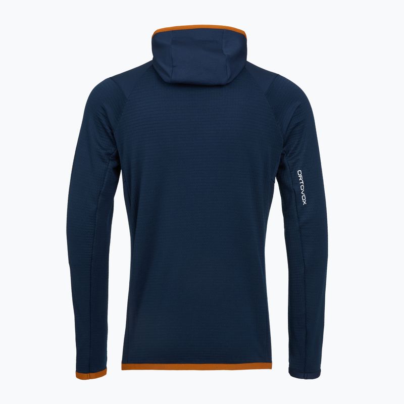 Felpa con cappuccio ORTOVOX Fleece Grid da uomo Oceano profondo 2