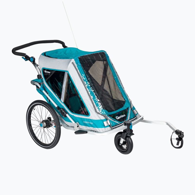 Rimorchio per biciclette Qeridoo Speedkid 2 blu petrolio 2